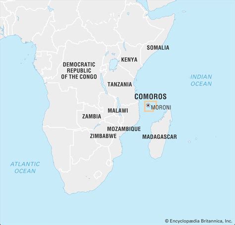 Comoros On The Map Of Africa